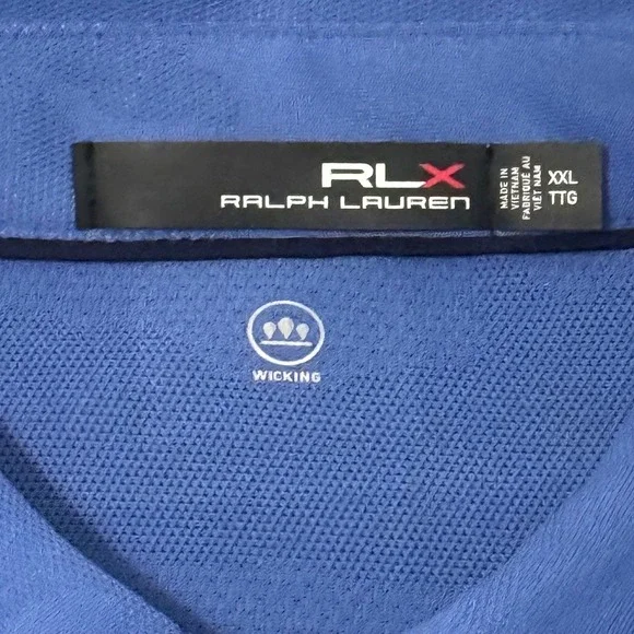 RLX Ralph Lauren Mens XXL Blue Tonal Camo Performance Golf Polo Shirt Wicking - Picture 2 of 7